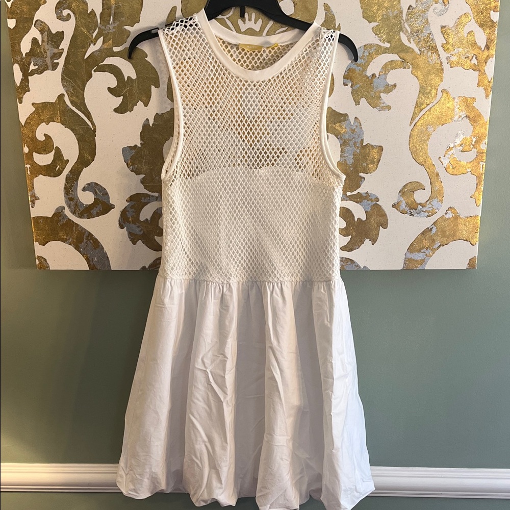 Maeve By Anthropologie Size Large White Netted Bubble Tank Dress